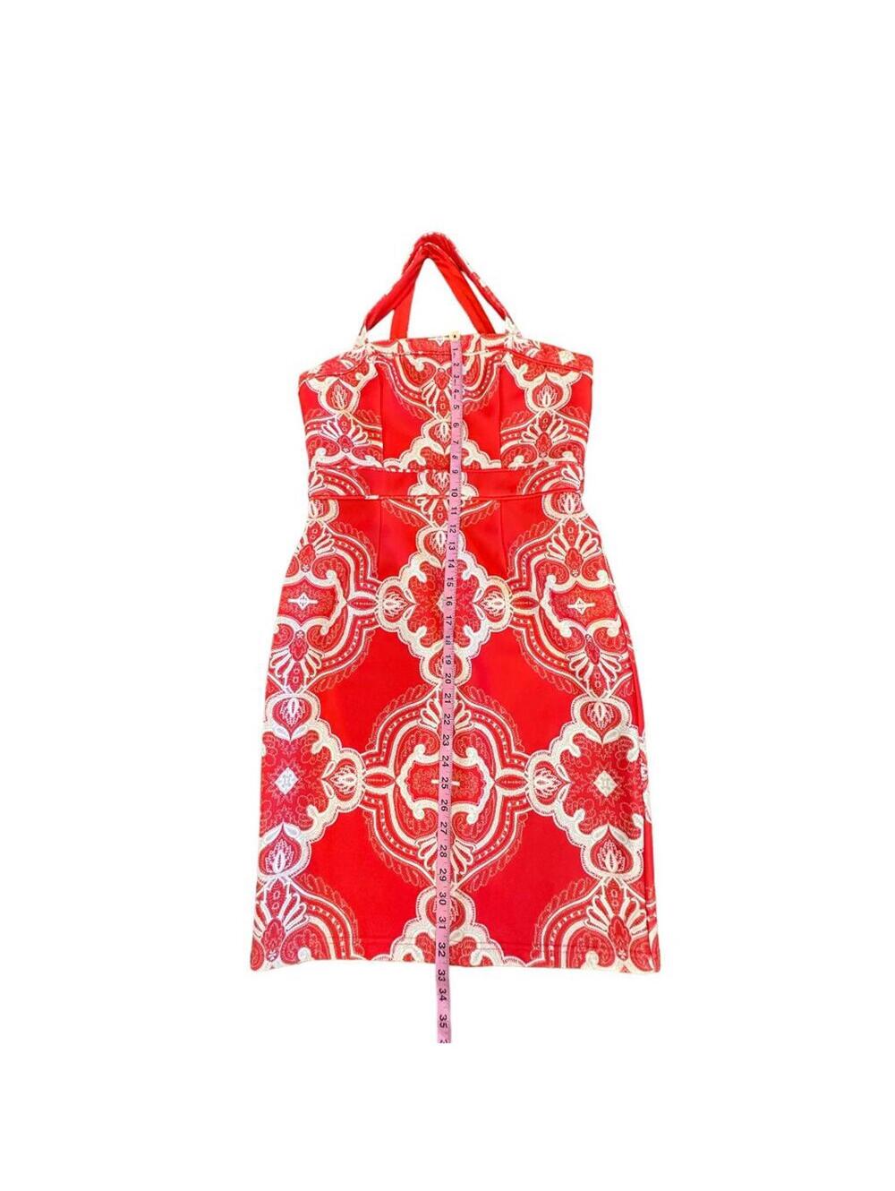 WHBM | Women's Red-Orange Halter Dress | Size 10 | 0797 - Picture 2 of 6